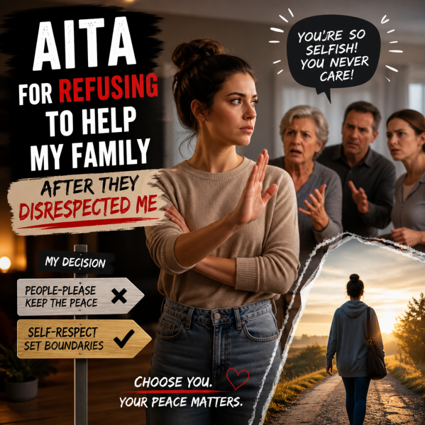 Woman setting boundaries with family, choosing self-respect and peace after feeling disrespected.